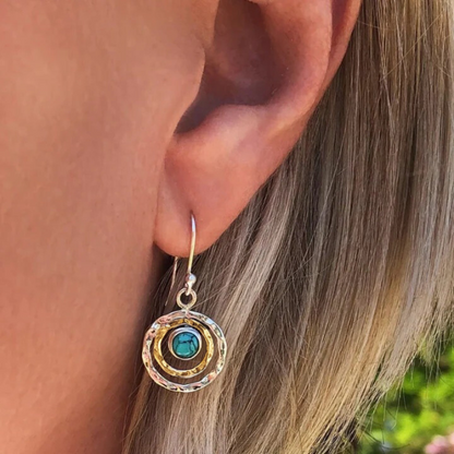Boucles d'Oreilles Pendantes Boho avec Pierre Turquoise