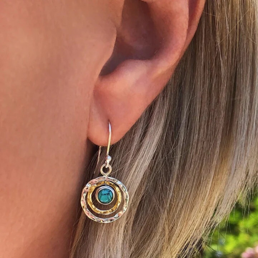 Boucles d'Oreilles Pendantes Boho avec Pierre Turquoise