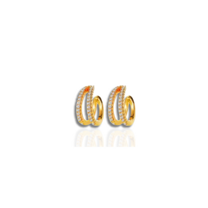 Set de boucles d'oreilles en or plaqué avec zirconia étincelant