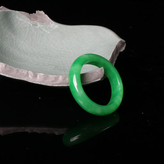 Bague ronde jade vert translucide – Léo