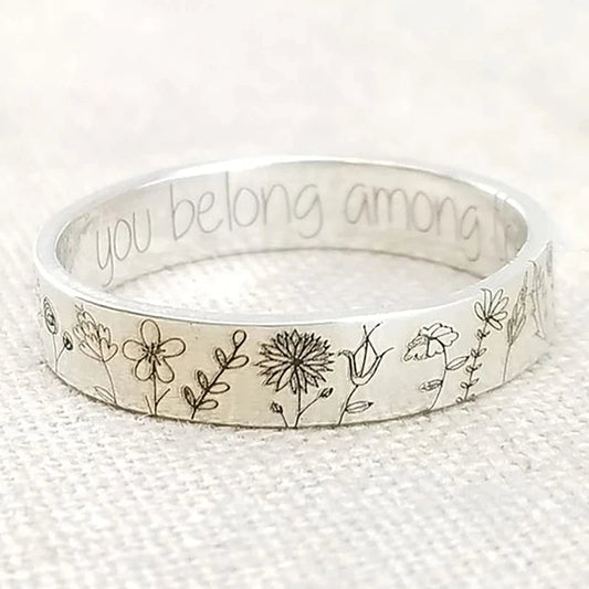 Bague argent gravée florale – Léo