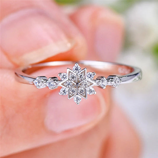 Bague flocon de neige argent et pierres claires – Lila