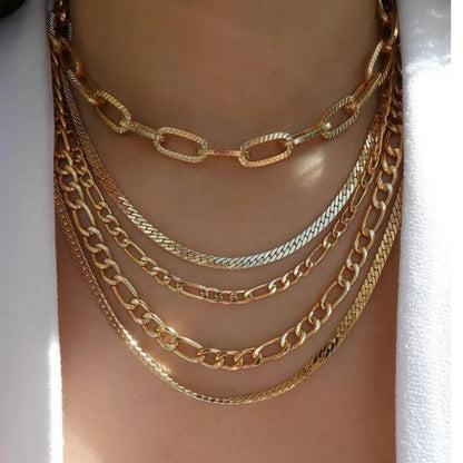 Collier multi-chaînes or perle baroque cristaux – Lila