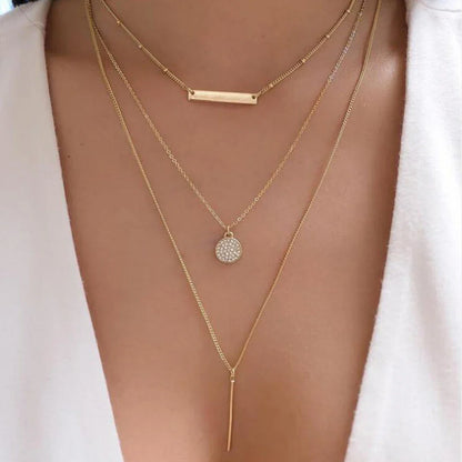 Collier multi-chaînes or perle baroque cristaux – Lila