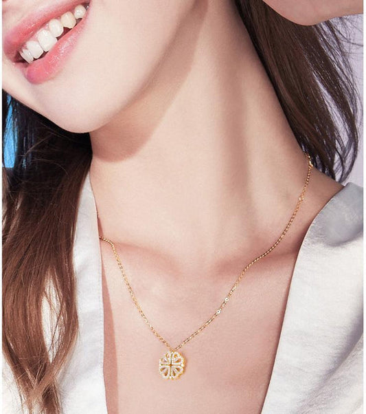Collier pendentif trèfle or cristaux – Lila