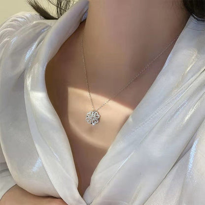 Collier pendentif trèfle or cristaux – Lila