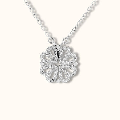Collier pendentif trèfle or cristaux – Lila