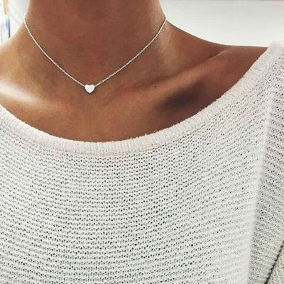 Collier ras du cou cœur perles Or – Lise
