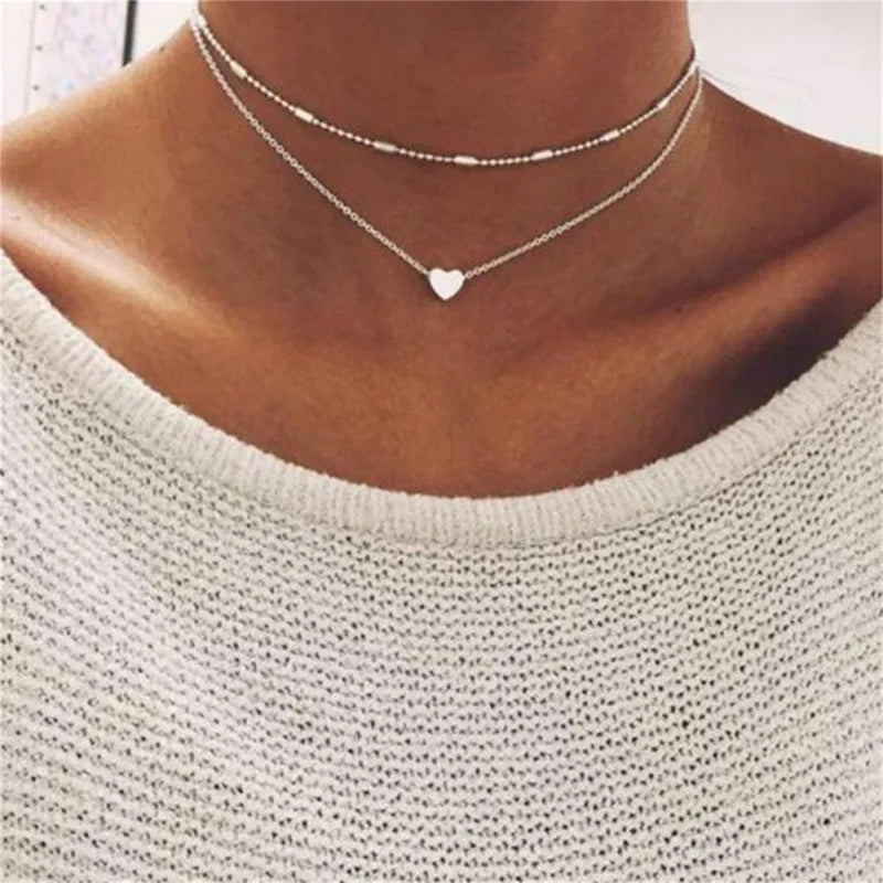 Collier ras du cou cœur perles Or – Lise