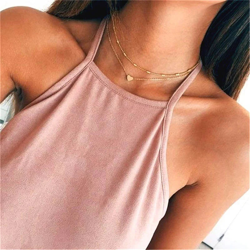Collier ras du cou cœur perles Or – Lise