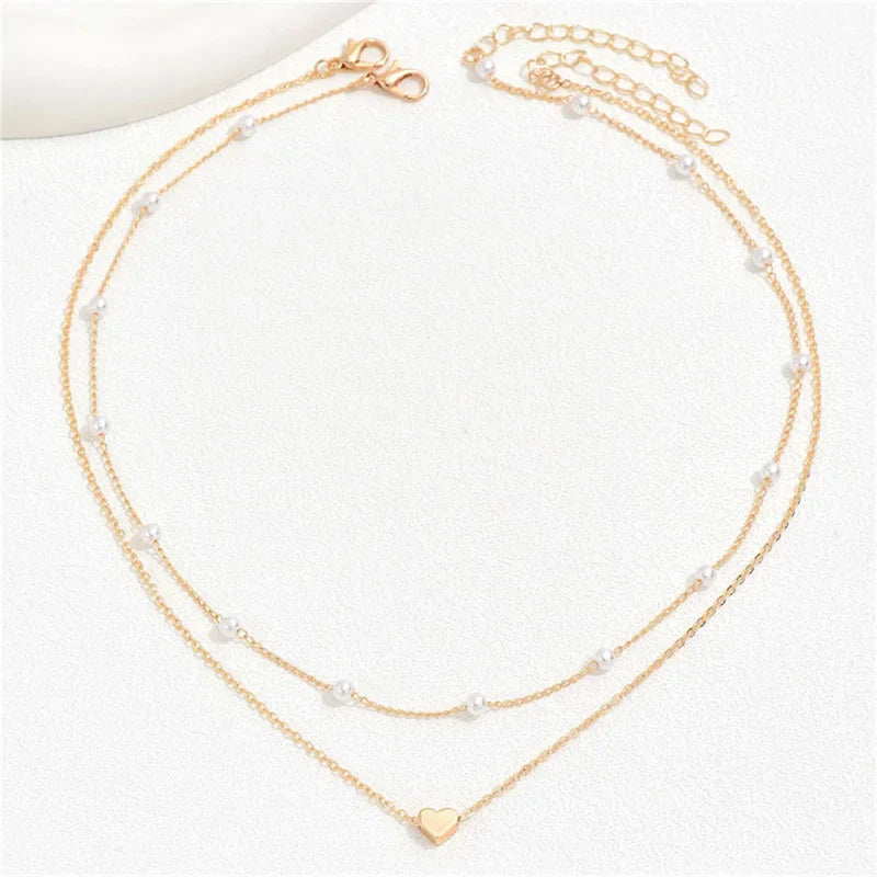 Collier ras du cou cœur perles Or – Lise