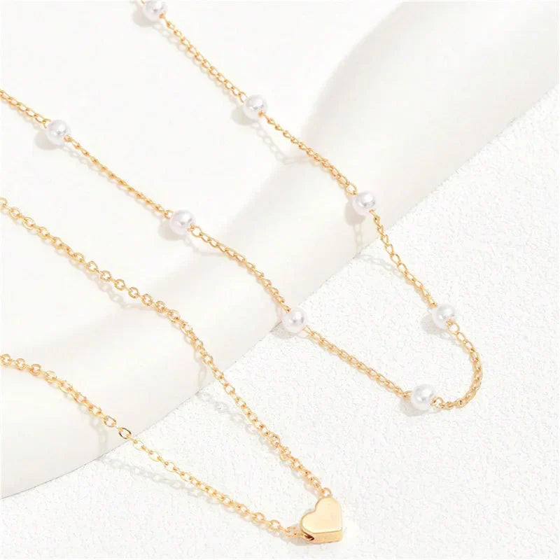 Collier ras du cou cœur perles Or – Lise