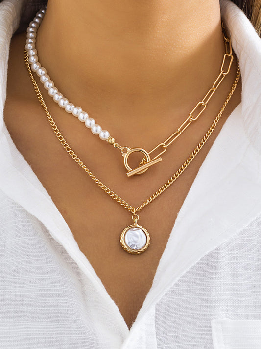 Collier pendentif perle blanche plaqué or – Lila