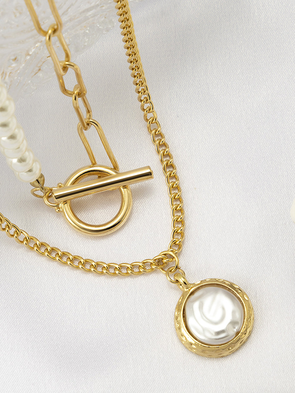 Collier pendentif perle blanche plaqué or – Lila