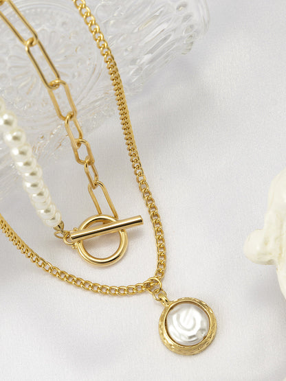 Collier pendentif perle blanche plaqué or – Lila