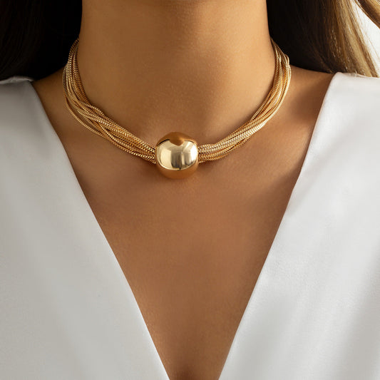 Collier choker multi-couches or géométrique – Lise