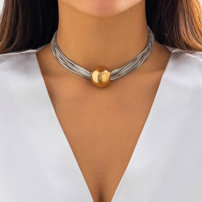 Collier choker multi-couches or géométrique – Lise
