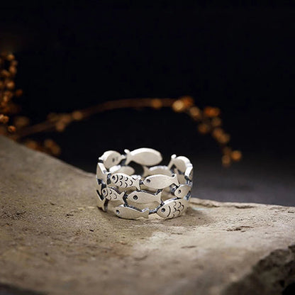 Bague ajourée poissons argent – Léa