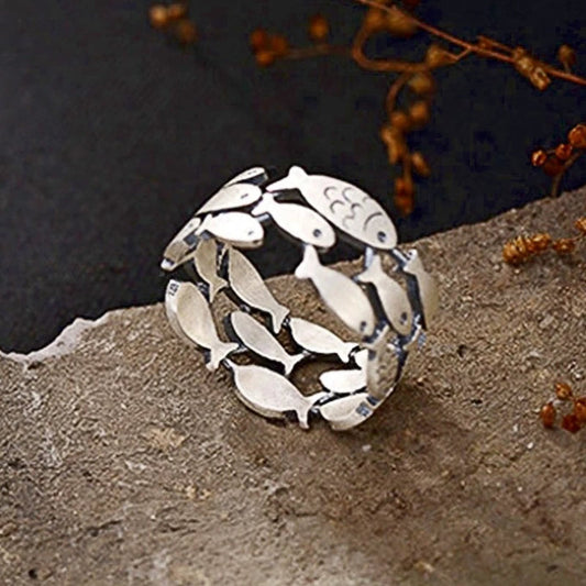 Bague ajourée poissons argent – Léa