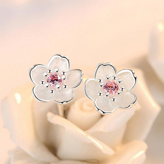 Clous d’oreilles fleur de lotus argent pierre rose – Lila