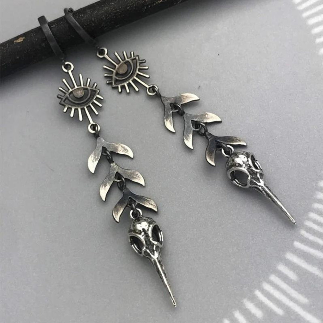 Boucles d’oreilles pendantes argent masques tribaux – Léo