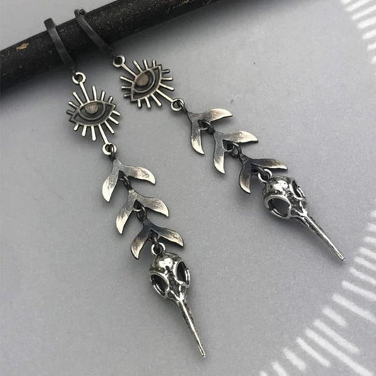 Boucles d’oreilles pendantes argent masques tribaux – Léo
