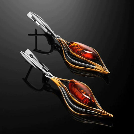 Boucles d’oreilles pendantes argent pierre rouge – Lila