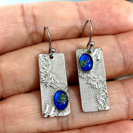 Boucles d’oreilles pendantes argent cristal bleu – Lila
