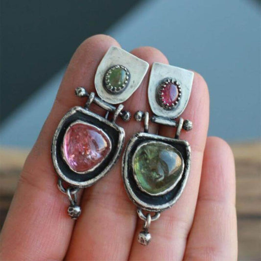 Boucles d’oreilles pendantes argent cristaux bicolores – Lila