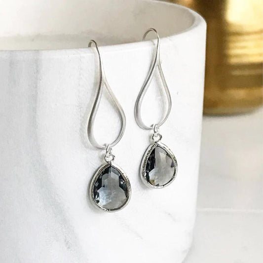 Boucles d’oreilles pendantes argent zircon goutte – Lise