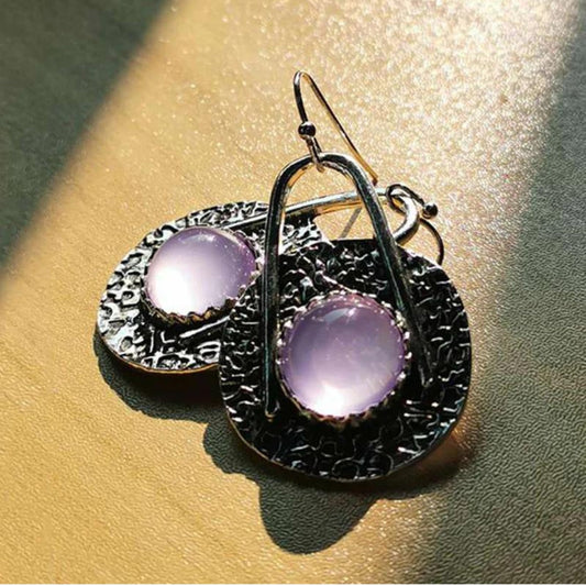 Boucles d’oreilles pendantes argent pierres lavande – Lise