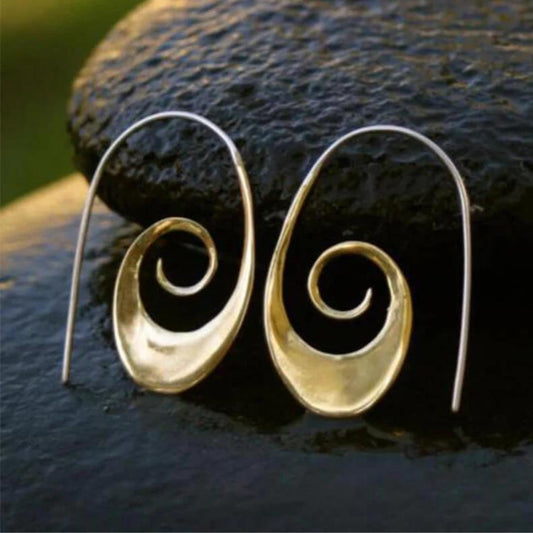 Boucles d’oreilles pendantes spirale plaqué or bohème – Lila