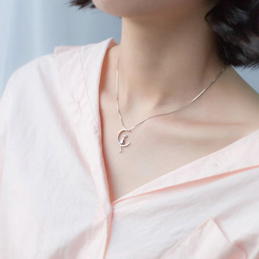 Pendentif chat croissant lune argent – Léo