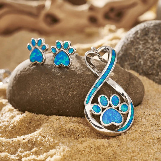 Collier pendentif infini argent opale bleue – Léo