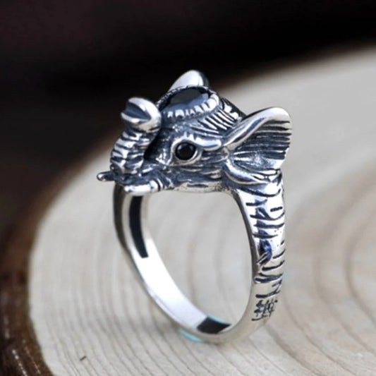 Bague ajustable éléphant argent – Léo