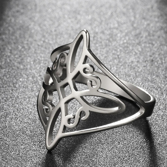 Bague ajourée symbole complexe argent – Léo