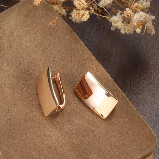 Boucles d’oreilles rectangulaires lisses Or rose – Lila