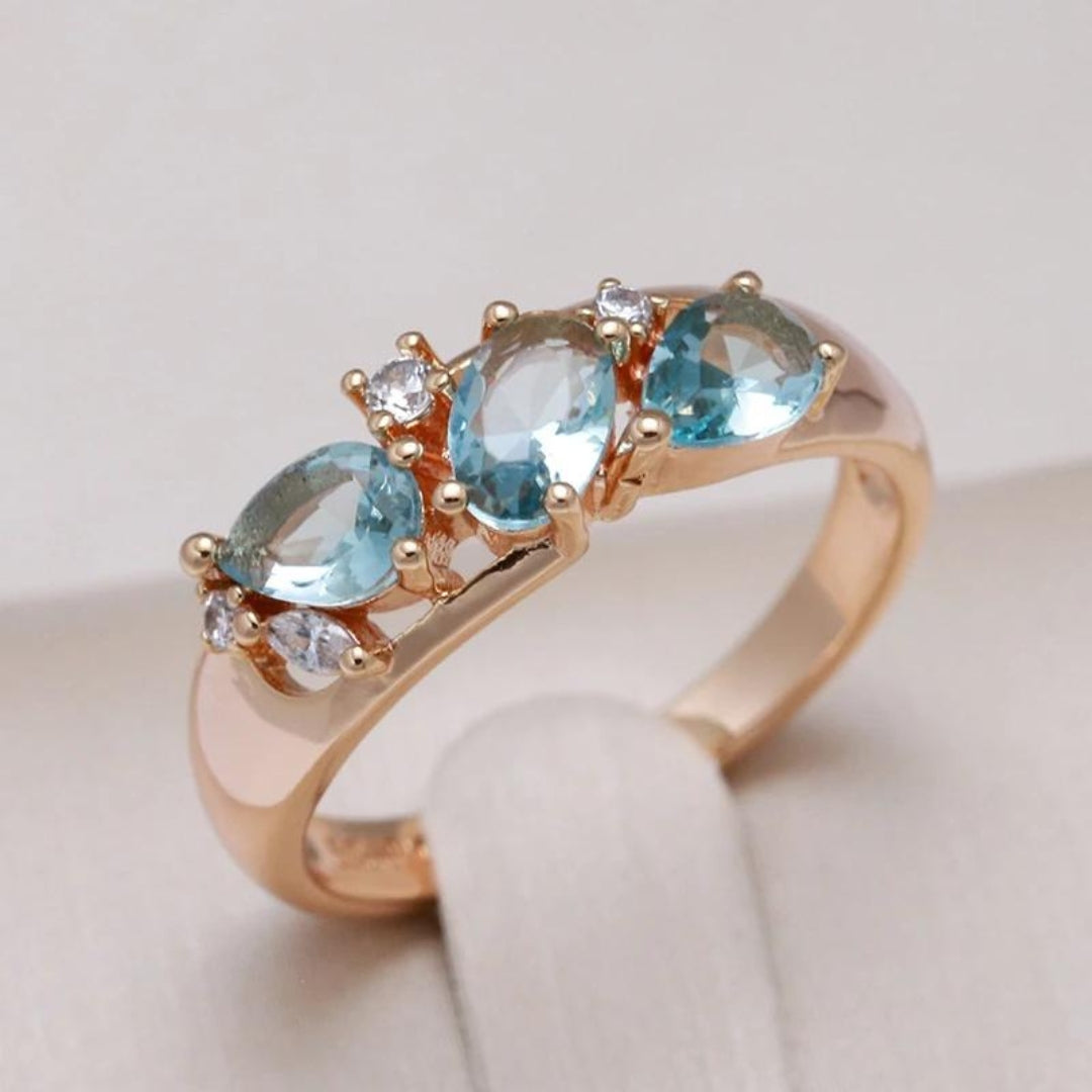 Bague ovale or zirconiums bleus – Léo