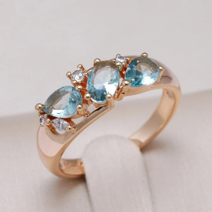 Bague ovale or zirconiums bleus – Léo