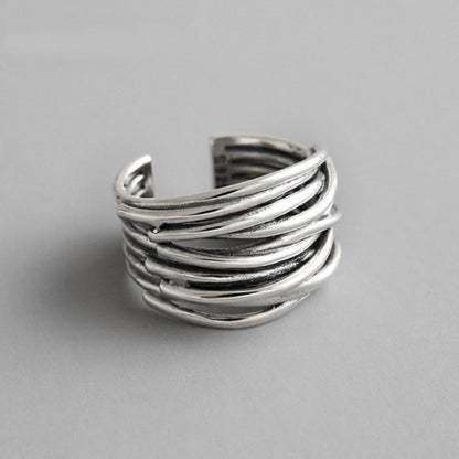 Bague superposée anneaux entrelacés argent – Léo