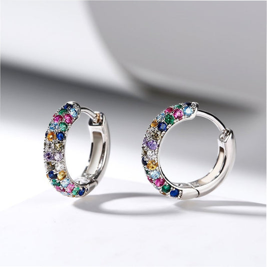 Créoles argent zirconias multicolores – Lila