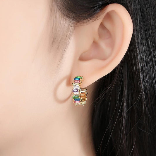 Créoles or zirconias multicolores – Léo