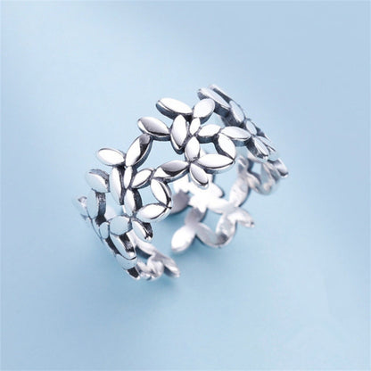 Bague ajustable feuilles entrelacées argent – Lise