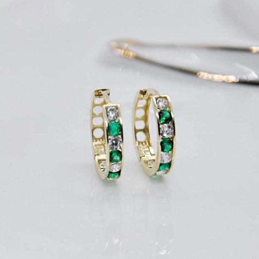 Créoles or cristaux verts zirconia – Lise