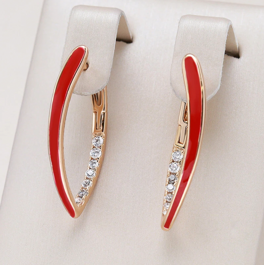Boucles d’oreilles pointues émail rouge plaqué or – Léa