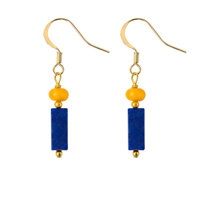 Boucles d'oreilles bleus lapis lazuli plaqué or