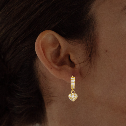 Boucles d'oreilles coeur en Zircon plaqué or