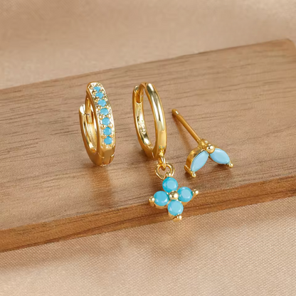 Set de boucles d’oreilles luxe pour femme avec cristaux