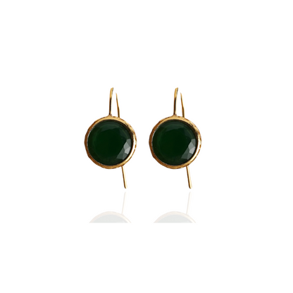 Boucles d'oreilles avec pierre précieuse verte plaqué or