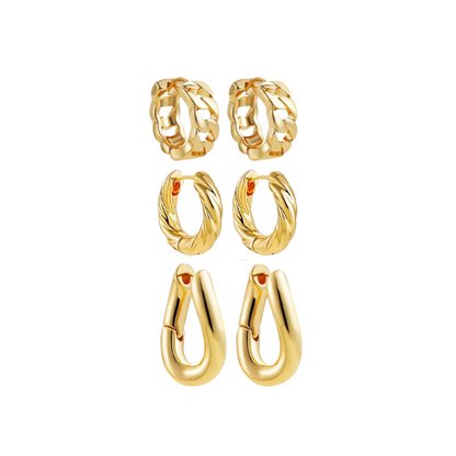 Boucles d'oreilles créoles torsadées plaqué or